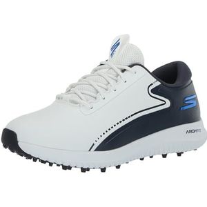 Skechers Heren Max 2 Arch Fit Waterdichte Spikeless Golfschoen Sneaker, US, Wit Navy Blauw, 40 EU