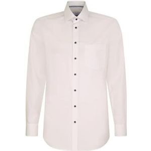 Seidensticker Zakelijk overhemd voor heren, comfortabele pasvorm, strijkvrij, kent-kraag, lange mouwen, 100% katoen, wit, 48