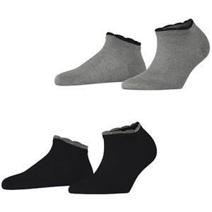 ESPRIT Dames Korte sokken Romantic 2-Pack W SN Viscose Dun eenkleurig Multipack 2 Paar, Veelkleurig (Grey Black 0050), 35-38