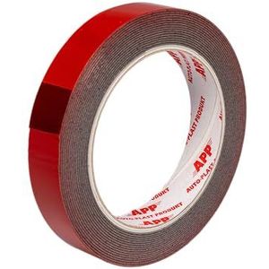 AUTO-PLAST PRODUKT APP acryl tape dubbelzijdig plakband extra sterk | dubbelzijdige waterdichte montagetape | rood | 5 m lengte, 19 mm breedte