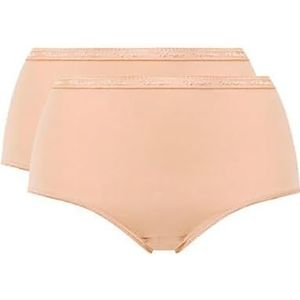 Playtex Damesslip, midi-katoen, ultracomfortabel, 2 stuks, Beige, 6XL