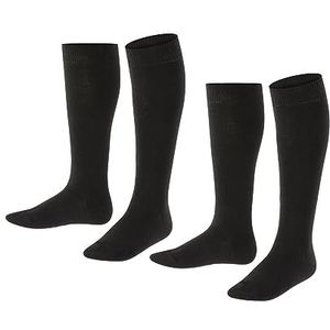 ESPRIT Uniseks-kind Kniekousen Foot Logo 2-Pack K KH Katoen Lang Eenkleurig Multipack 2 Paar, Zwart (Black 3000) nieuw - milieuvriendelijk, 31-34