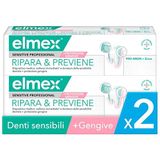 elmex Tandpasta Sensitive Professional Repair & Prevent 2 x 75 ml – medische tandreiniging voor onmiddellijke bescherming, voorkomt tandvleesdaling en nieuwe pijn