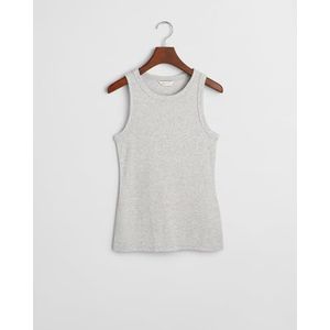 Hoge hals rib tank top, lichtgrijs gem., XS