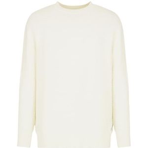 Armani Exchange Heren ronde hals, manchetmouwen, pullover sweater, wit, XS, off-white, XS