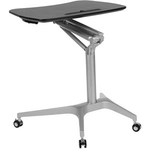 Flash Furniture Mobiele Sit-Down, ergonomische computertafel, staand bureau, metaal, zwart, set van 1