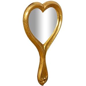 Biscottini Handspiegel, 18 x 4 x 32 cm, van hout, decoratieve draagbare spiegel en make-upspiegel voor meisjes en meisjes, draagbare kappersspiegel