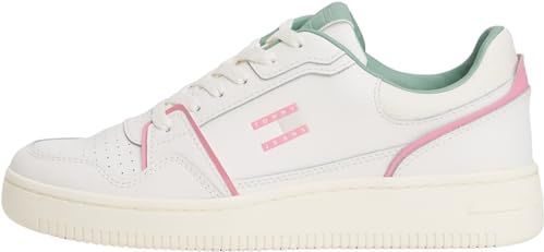 TOMMY JEANS - TJW RETRO BASKET SNEAKER - Wit/Roze - Plateausneakers