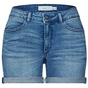 ICHI IHTWIGGY Korte denim broek voor dames, met stretch, omgeslagen manchetten, smalle snit, kort, Medium Blue (19037), 34