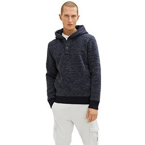 TOM TAILOR Uomini Hoodie sweatshirt met knoopsluiting 1034374, 29806 - Navy White Inject Stripe, XL