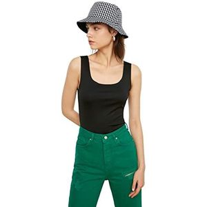 Trendyol Vrouwen Slim Standaard Vierkante Kraag Geweven Hemdje, Zwart, XL