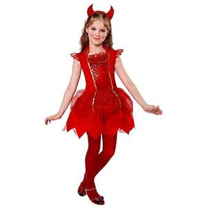 Widmann - Kinderkostuum duiveltjes, jurk, hoorns, Halloween, carnaval, themafeest