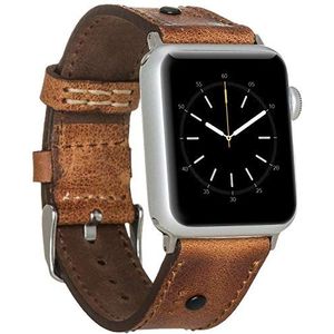 Burkley Lederen armband voor Apple Watch in 38/40 mm vintage horlogebandje, wisselarmband, compatibel met alle Apple Watch, handgemaakt (38/40 mm, bruin - BA4)