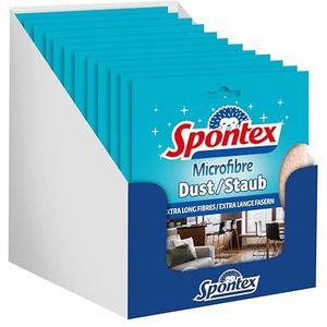 Spontex Microvezeldoek, 12 stuks, zachte microvezeldoek met extra lange vezels, herbruikbaar, beige, 12 x 1 stuks