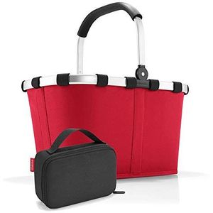 reisenthel Set Carrybag+thermocase rood + zwart - stabiele boodschappenmand + mini koeltas - elegant en waterafstotend design - B 48 x H 29 x D 28 cm/20 x 14 x 6,5 cm, SETBK3004OY7003, Rood en zwart.,