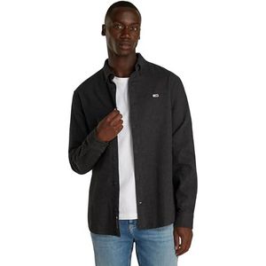Tommy Jeans TJM REG Grindle flanellen overhemd voor heren DM0DM20460 L/S shirt, zwart (zwart), M, Zwart (zwart), M