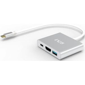 Inca - ITPC-4THubX4 - Adapter - Zilver - 4 in 1 USB Type C - 2x HDMI 4K 30Hz