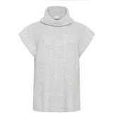 Kaffe Curve - Grijze Melange - Gebreide Poncho met Coltrui - Dames