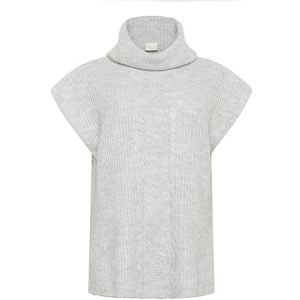 Kaffe Curve - Grijze Melange - Gebreide Poncho met Coltrui - Dames