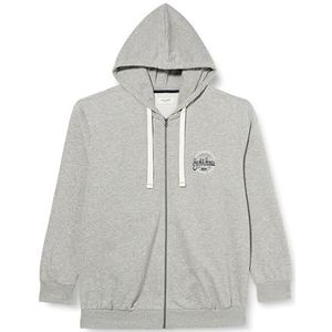 Bestseller A/S Jjmikk Sweat Zip Hood Pls jas met capuchon voor heren, Light Grey Melange, 6XL grote maten