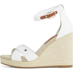 TOMMY HILFIGER - High Wedge Espadrilles - Wit Ecru - 100% Katoenen Canvas