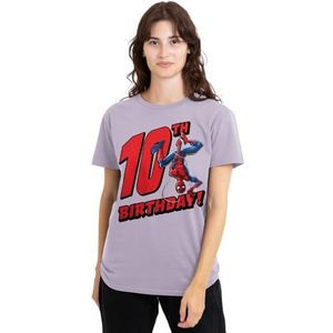 mandarin creative ltd Spider-Man verjaardag 10 dames T-shirt, lavendar, klein, Lavendel, S