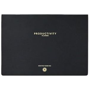 Maandelijkse bureau-onderlegger, 2 jaar productiviteitsplanner, scheurbaar bureaupad voor takenlijst, kalender, productiviteitstools voor tijdbeheer en mindfulness, A4-formaat, zwart - Intelligent