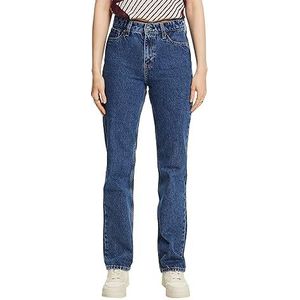 ESPRIT Retro-jeans met rechte pasvorm en hoge tailleband, Blue Medium Washed., 29W / 30L