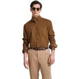 Cognac Overhemd - Moderne Fijne Cord - Lange Mouwen - Button-downkraag
