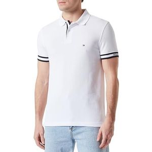 Tommy Hilfiger Heren Monotype manchet slim fit polo S/S polo's, wit, M, Wit, M