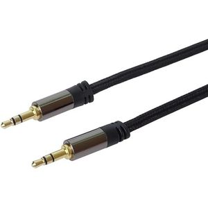 PremiumCord Stereo HQ-jackkabel 3,5 mm, klinkstekker 3,5 mm, stereoJack stekker naar stekker, Aux headset audio-verbindingskabel, afgeschermd, metalen connector, gevlochten, M/M, lengte 1,5 m