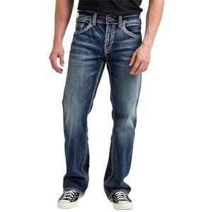 Silver Jeans Co. Zac Relaxed Fit jeans met rechte pijpen voor heren, Medium Indigo, 36W / 32L