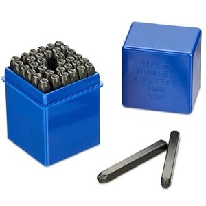 Relaxdays slagletters - 36-delige set - 3 mm - staal - A-Z & 0-9 - voor leer en metaal - zwart