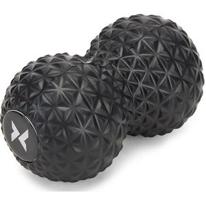 TREXO Dubbele duoball in de kleur zwart, 16 x 9 x 9 cm, gemaakt van flexibel EVA, duurzaam en lichte dubbele massagebal met antislip oppervlak, ideaal voor de rug- en nekheupen