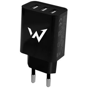 W onder full power - oplader voor smartphone en tablet - 15 W - 3 USB-A-poorten - zwart - EU-stekker