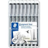 Staedtler 308 02-9 Fineliner Pigment Liner - Zwart (Pack van 10)