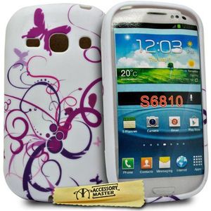 Accessory Master Bloemen Design Silicone Schtuzhoes voor Samsung Galaxy Fame S6810 lila