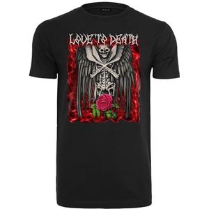 Mister Tee Heren T-shirt Love to Death, print T-shirt voor mannen, grafisch T-shirt, streetwear, zwart, S