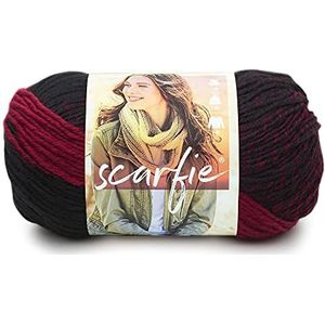 Lion Brand Yarn Scarfie - breigaren voor sjaals One Size Cranberry/Black