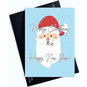 Peachy Antics Merry Christmas Card Kerstman blauwe achtergrond ideaal voor vrienden, familie kerst wenskaart feestelijke groet SP133