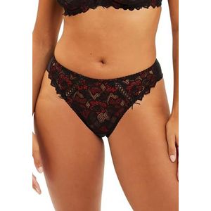 SANS COMPLEXE - Tanga van kant - arrum glitter - dames - zwart en rood glitter - 46/48, Zwart en rood glitter, 46-48