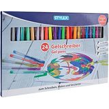 Stylex 43834 Gelpen, set van 24 gelstiften, gesorteerd in 8 metallic kleuren, 8 neonkleuren en 8 glitterkleuren, om te schrijven, te schilderen en te versieren