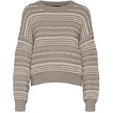 VERO MODA Dames Vmamazing Ls O-Neck Stitch Pull. Ga Boo Gebreide trui, Moon Rock/Detail:w. Birch, L