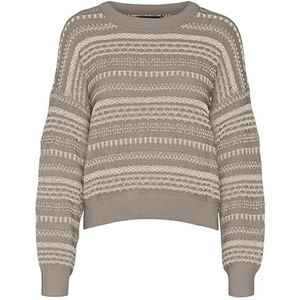 VERO MODA Dames Vmamazing Ls O-Neck Stitch Pull. Ga Boo Gebreide trui, Moon Rock/Detail:w. Birch, M