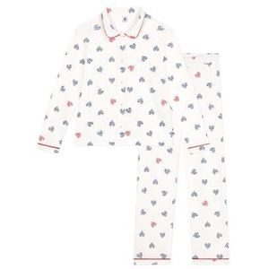 Petit Bateau - Pyjama - Wit - Dames - Katoen met Knoopsluiting en Hartjesprint