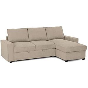 BUDWING Sofa voor bed (aan beide zijden bruikbaar, rechts of links, 3-zits, polyester, 239 x 153,5 x 86,5 cm) (camel)