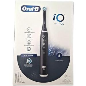 Oral-B Elektrische tandenborstel, oplaadbaar, iO 6N, zwart, 1 elektrische tandenborstel, 2 reserveborstels, reisetui + 1 Oral-B Pro-Expert-tandpasta, effectieve tandreiniging