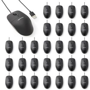 Amazon Basics USB-muis met snoer en 3 knoppen - zwart, 30 stuks