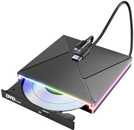 Externe CD/DVD-drive - USB 3.0 & USB-C - CD/DVD +/-RW ROM-brander - RGB