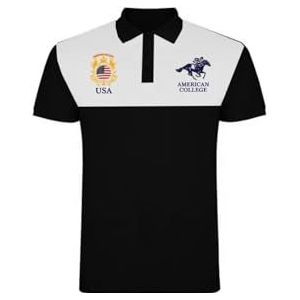 AMERICAN COLLEGE USA Polo's met korte mouwen voor jongens en meisjes, uniseks kinderen, Zwart, 4 Jaar